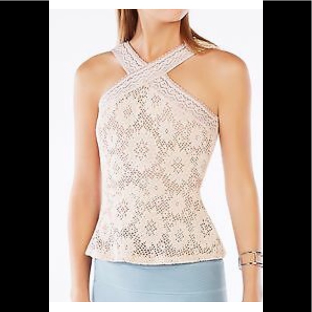 BCBG Crochet Lace peplum top, new with tags